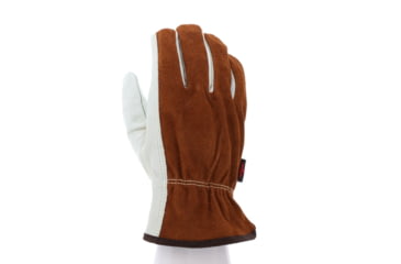 Image of MCR Safety Leather Drivers Work Gloves, CV Grade Cow Grain Palm and Split Leather Back, Keystone Thumb, Beige, Small, 3205S
