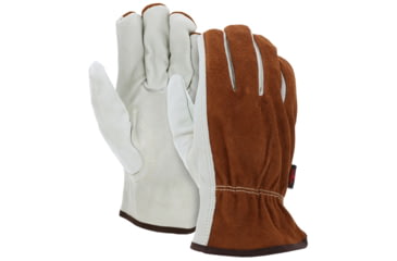 Image of MCR Safety Leather Drivers Work Gloves, CV Grade Cow Grain Palm and Split Leather Back, Keystone Thumb, Beige, Small, 3205S