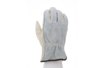 Image of MCR Safety Leather Drivers Work Gloves, CV Grade Grain Leather Patch Palm Split Leather Back and Keystone Thumb, Beige, Medium, 32055M