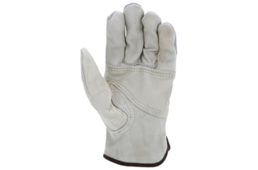 Image of MCR Safety Leather Drivers Work Gloves, CV Grade Grain Leather Patch Palm Split Leather Back and Keystone Thumb, Beige, Medium, 32055M