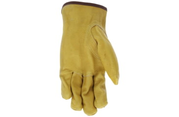 Image of MCR Safety Luminator Hi-Vis Leather Drivers Work Gloves, Premium Grade Grain Pigskin with Mesh Back, Reflective Stripe, Beige, Large, 34111L