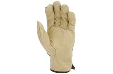 Image of MCR Safety Luminator Leather Drivers Insulated Work Gloves, Grain Pigskin Leather Palm and Hi-Vis Back, Thermosock Lined and Keystone Thumb, Beige, Medium, 3440M