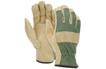 Image of MCR Safety Luminator Leather Drivers Insulated Work Gloves, Grain Pigskin Leather Palm and Hi-Vis Back, Thermosock Lined and Keystone Thumb, Beige, Medium, 3440M