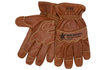 Image of MCR Safety Mustang Leather Drivers Utility Work Gloves, Grain Goatskin Double Palm, Unlined, Sewn with DuPont Kevlar Sewn, Wing Thumb, Brown, XX - Large, MU3624XXL