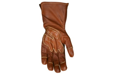 Image of MCR Safety Mustang Utility Leather Work Gloves, Grain Goat Double Palm, DuPont Kevlar Lined and Sewn, Extended Gauntlet Cuff and Wing Thumb, Brown, Medium, MU3624GKM