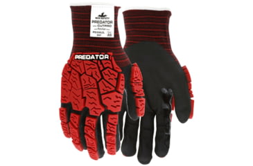 Image of MCR Safety Predator Mechanics Impact Resistant Work Gloves, Cut Resistant Kevlar Steel Shell, Tire Tread TPR on Back, Fingers, and Thumb, Black, Large, PD3952L
