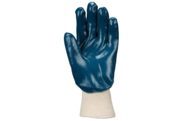 Image of MCR Safety Predator Series Over the Knuckle Nitrile Coated Work Gloves, Palm Reinforced with DuPont Kevlar, Knit Wrist and Jersey Lined, Blue/White, Large, 9760KW