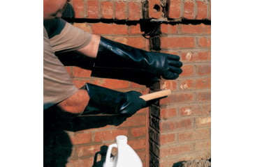 Image of MCR Safety PVC Coated Work Gloves, Double Dipped with Sandy PVC, Soft Interlock Lining, 18in Length, Black, Large, 6528S