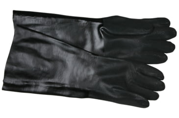 Image of MCR Safety PVC Coated Work Gloves, Double Dipped with Sandy PVC, Soft Interlock Lining, 18in Length, Black, Large, 6528S