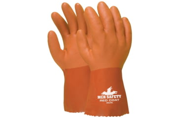 Image of MCR Safety Red Coat Series Flexible PVC Coated Work Gloves, Double Dipped with Sandy PVC, Seamless Knit Lining, 10in Length, Red/White, X - Large, 6620XL