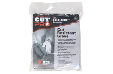 Image of MCR Safety Steelcore 2 7 Gauge Regular Weight Cut Resistant Work Gloves, Polyester Wrapped Stainless Steel, White, X - Small, 9350XS