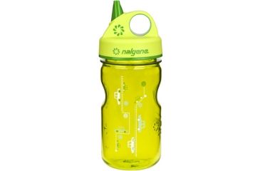 Image of Nalgene Grip-N-Gulp Kids Water Bottle, Spring Green With Car Art 703120