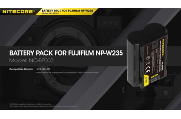 Image of Nitecore NC-BP003 Camera Battery Compatible with Fujifilm NP-W235, Black, 6952506494569