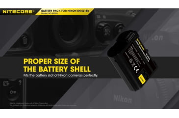 Image of Nitecore NC-BP006 Camera Battery Compatible with Nikon EN-EL15B, Black, 6952506494576