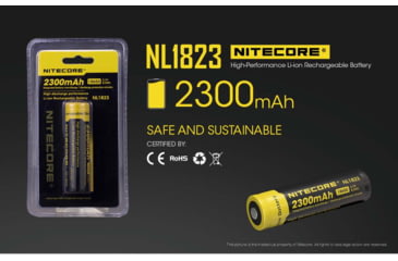 Image of Nitecore NL1823 2300mAh Rechargeable 18650 Battery, Yellow, 6952506491476