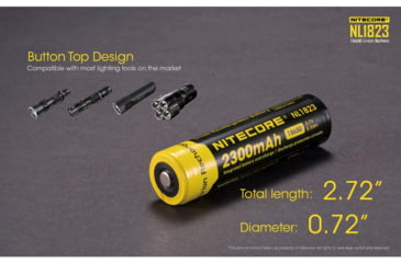 Image of Nitecore NL1823 2300mAh Rechargeable 18650 Battery, Yellow, 6952506491476
