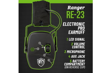 Image of Otis Technology Ear Shield Ranger Electronic Pro Ear Muffs, 23dB, Black, FG-ES23E-BKH