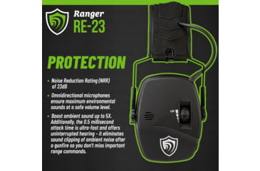 Image of Otis Technology Ear Shield Ranger Electronic Pro Ear Muffs, 23dB, Black, FG-ES23E-BKH