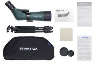 Image of Praktica Highlander Angled Spotting Scope 20-60x60mm w/ Tripod, Green PRA119