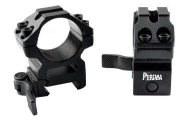 Image of Presma 1in Quick Release Medium Profile Scope Rings for Picatinny/Weaver Rails, Black, PRWG020