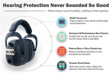 Image of Pro Ears Pro Mag Gold Electronic Ear Muffs, 30 dB, Black, GSDPMB