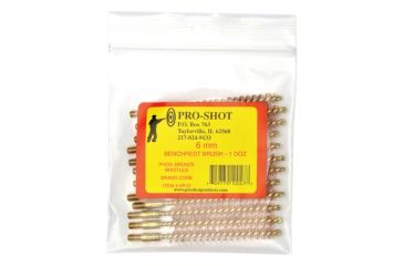 Image of Pro-Shot Brass Core-Bronze Bristle Rifle Length Bore Brush 6mm/.243 Caliber