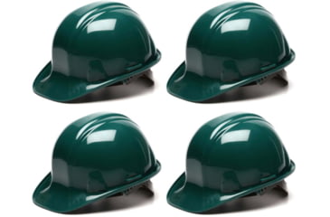 Image of Pyramex Cap Style 6 Point Snap Lock Suspension Hard Hats Green, Pack of 4