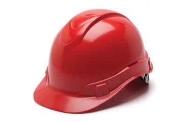 Image of Pyramex Ridgeline Hard Hat 6pt w/ Glide Lock, Red, Box HP46020