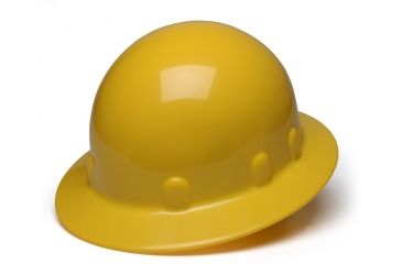 Image of Pyramex Sleek Shell Full Brim 4 Point Ratchet Suspension Hard Hat - Yellow HPS24130, Single Pack