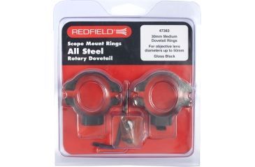 Image of Redfield 30mm Rotary Dovetail Steel Rifle Scope Rings, Standard Height, Black Luster 47383