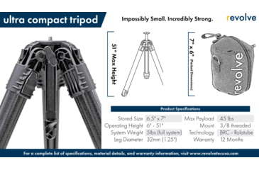 Image of Revolve Ultra Compact Tripod - Model 70, Black, TT100165001S
