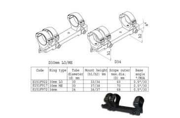 Image of Sako Sako Trg Optilock Scope Mount, 3 Ring - 30mm Diameter, Med, 37/38mm Height, Phosphate 30 Moa S151F917