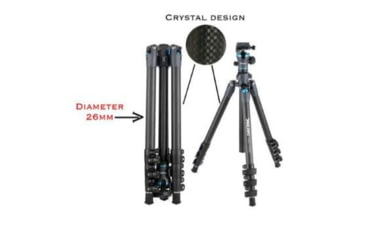Image of SAMURAI Outdoor-X Carbon 4-Section Carbon Fiber Compact w/Ball Head Travel Tripod, Black, OUTDOORX