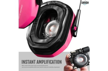 Image of Savior Equipment Apollo Electronic Earmuffs Hearing Protection, Prison Pink, EM-APOLLO-PI