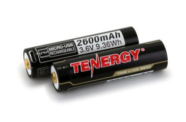 Image of Tenergy T26B 3.6V 2600mAh Li-ion Rechargeable Battery w/Micro-USB Charging Port,Black,Pack of 2, 31778