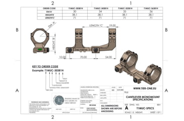 Image of Tier One Monomount Cantilever QD - 30mm Medium 6MIL/20MOA, Black, T1MUC-30381QD6