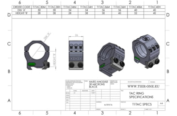 Image of Tier One Tactical Rings - 30mm Low, Black, T1TAC30L