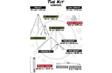 Image of Two Vets Tripods Inc The Kit Tripod, Carbon Fiber/Black, 22.5-65.5in, THEKIT