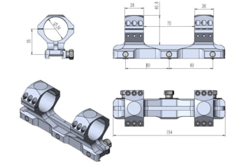 Image of Vector Optics X-Accu 34mm Medium Profile One Piece Picatinny Mount, 0 MOA, Black, SCTM-60