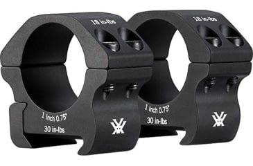 Image of Vortex Pro Series 1 inch Rifle Scope Rings, Weaver/Picatinny, Low Height, 0.75 inch, Black, PR1-L
