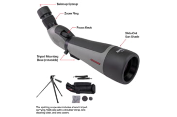 Image of Winchester Supreme Optics W20-60x65mm Spotting Scope, Black/Gray, WQ-SS-SPRM12-20-60x65