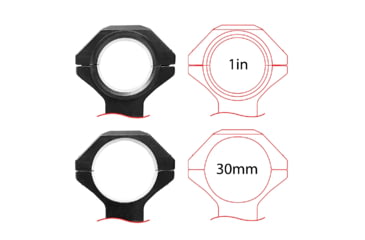 Image of XTS 30mm - 1 in Multi-Sized Uni-Mount Scope Rings, Black, XTS-1IN-30MM