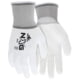 MCR Safety NXG Work Gloves, 13 Gauge Nylon Shell, PU Palm and Fingertips, White, Small, Inner Pack, 12, 9665S