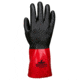 MCR Safety PredaStretch Work Gloves, 18 Gauge Seamless Nylon Shell, Full PVC Nitrile Coating with Sandy Finish, 12in Gauntlet Cuff, Red and Black, Small, MG9648S