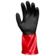 MCR Safety PredaStretch Work Gloves, 18 Gauge Seamless Nylon Shell, Full PVC Nitrile Coating with Sandy Finish, 12in Gauntlet Cuff, Red and Black, Small, MG9648S