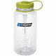 Nalgene 32oz Wide Mouth Bottle, Clear/Green Lid, 341826