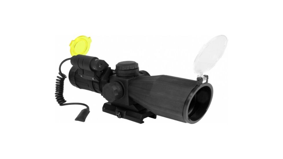 AIM Sports Inc Compact 3-9x40 Scope and Laser Combo w/ Adapter/Rangefinder Reticle JTLMC01