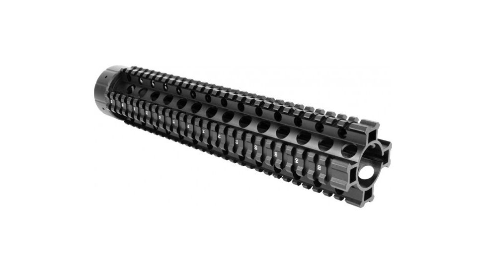 AimSports AR Rifle Length Free Float Quad Rail w/ Covers, Black MT056