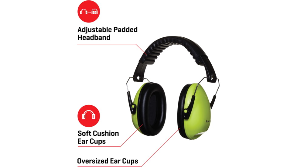 Allen Youth Sound Shield Foldable Safety Earmuffs, 21 dB NRR, ANSI S3.19 &amp; CE EN352-1 Hearing Protection Rated, Black/Chartreuse, One Size, 2327