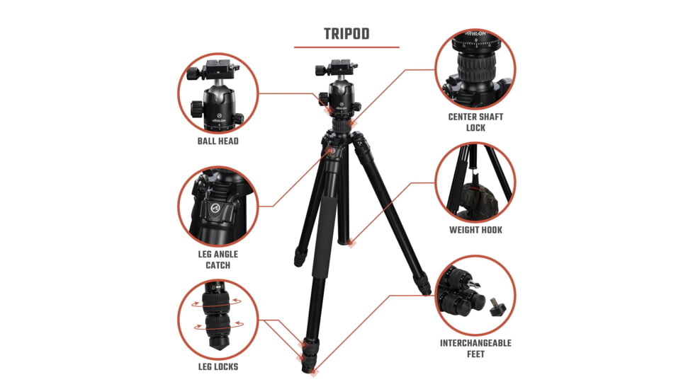 Athlon Optics Midas AL28 28mm Tube Carbon Fiber Tripod, Black, 706009